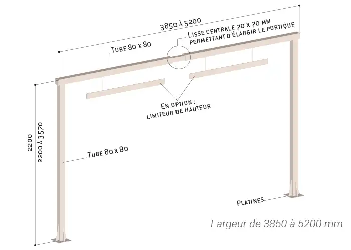 Portique universel de parking largeur réglable